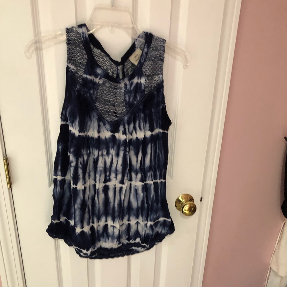 Knox Rose Blue Tie Dye Bohemian Sleeveless Top